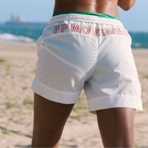 FP Movement White Beach Shorts with Embroidered Logo- Brand New w/o Tags